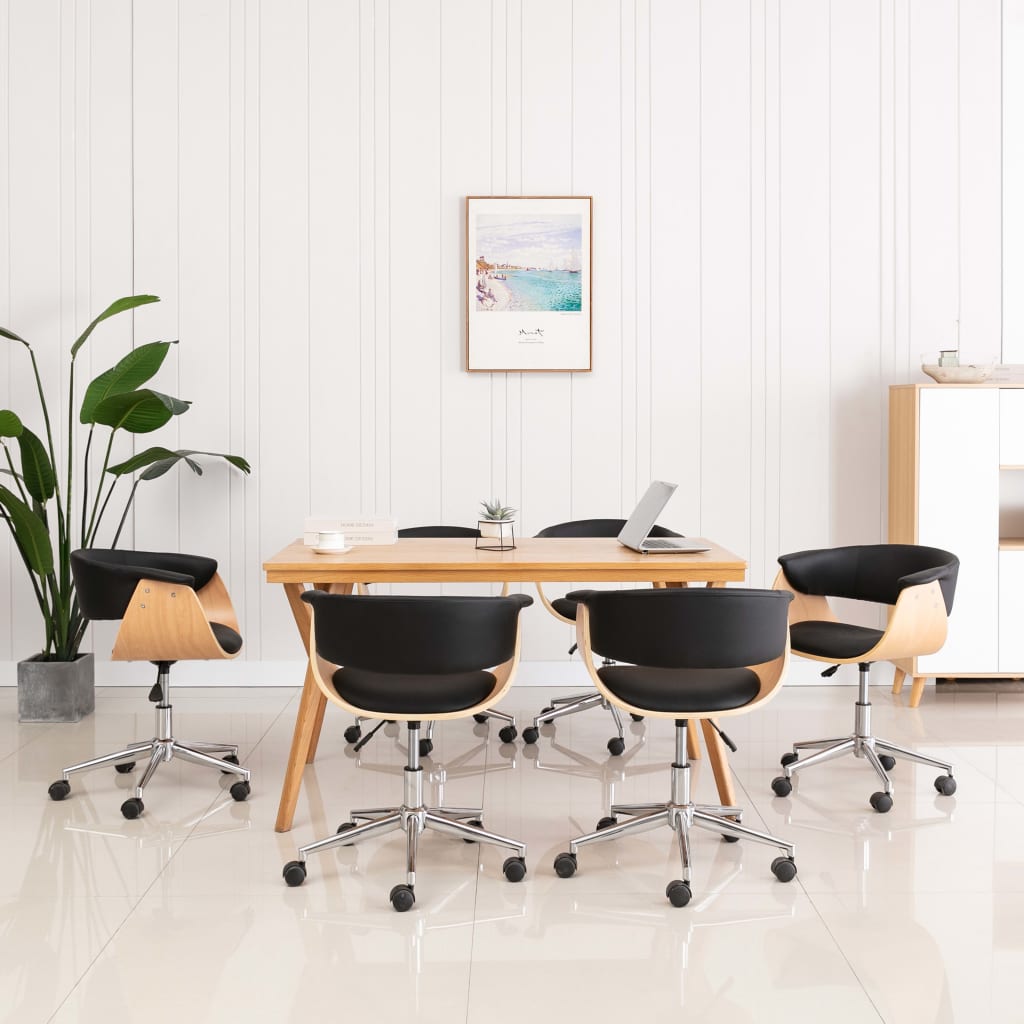 Sillas de comedor giratorias 6 unidades cuero sintético negro v3242 Vetonek