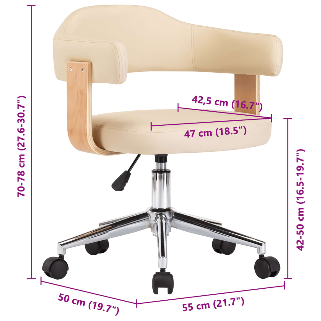 Sillas de comedor giratorias 6 unidades cuero sintético crema vidaXL