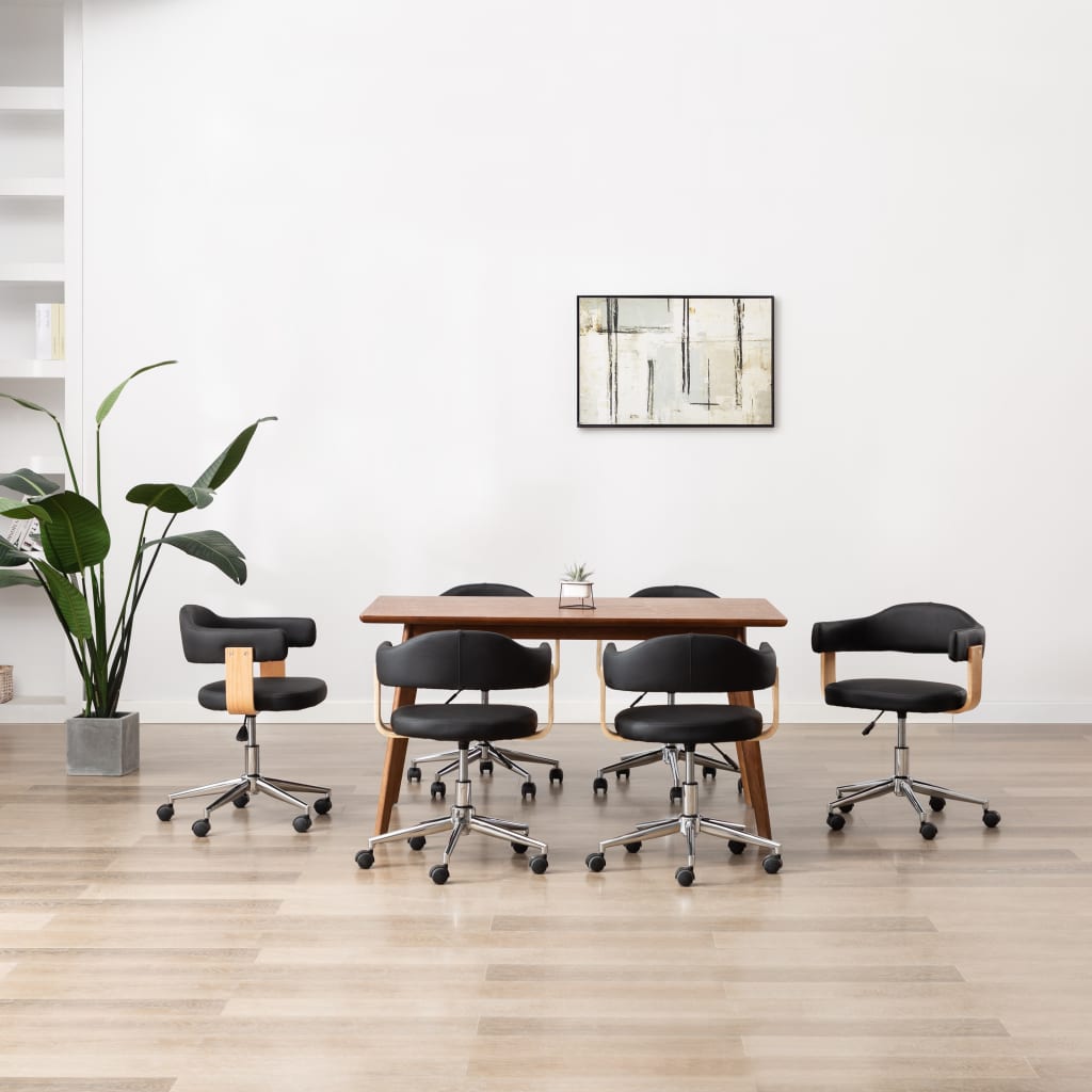 Sillas de comedor giratorias 6 unidades cuero sintético negro V3426 Vetonek