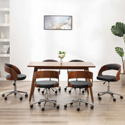 Sillas de comedor giratorias 6 uds madera curvada y cuero negro v3518 Vetonek