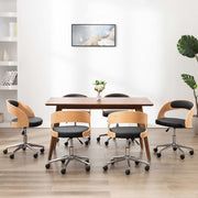 Sillas de comedor giratorias 6 uds madera curvada y cuero negro v3600 Vetonek