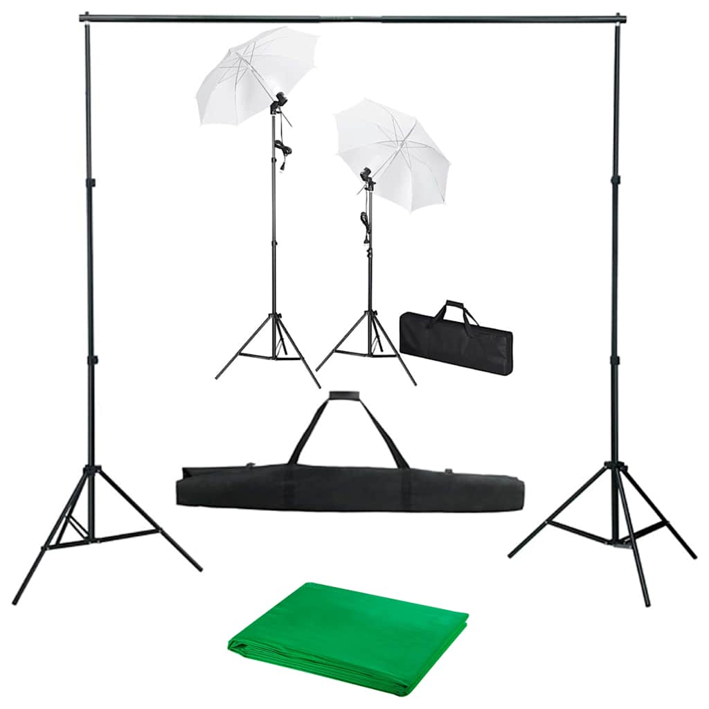 Kit estudio fotográfico con telón de fondo, lámparas y paraguas v7745 Vetonek