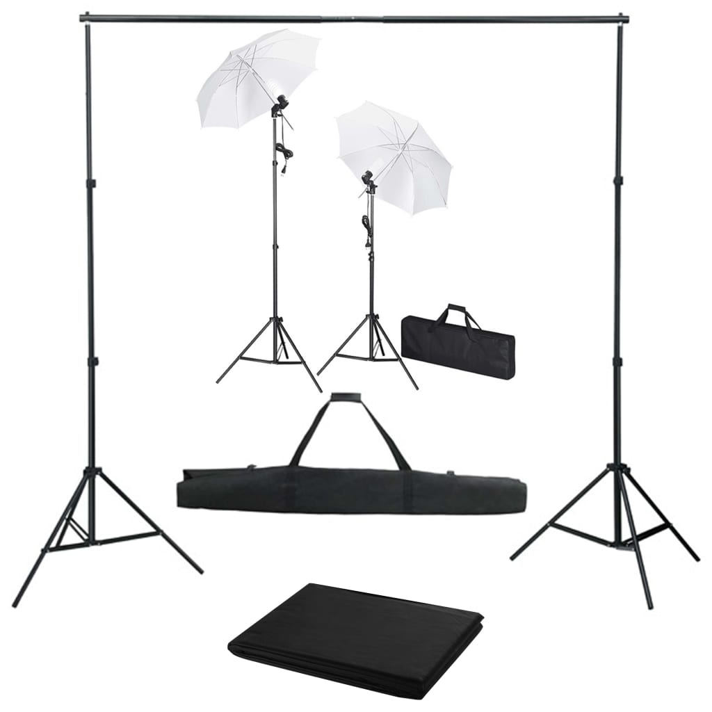 Kit estudio fotográfico con telón de fondo, lámparas y paraguas v7783 Vetonek