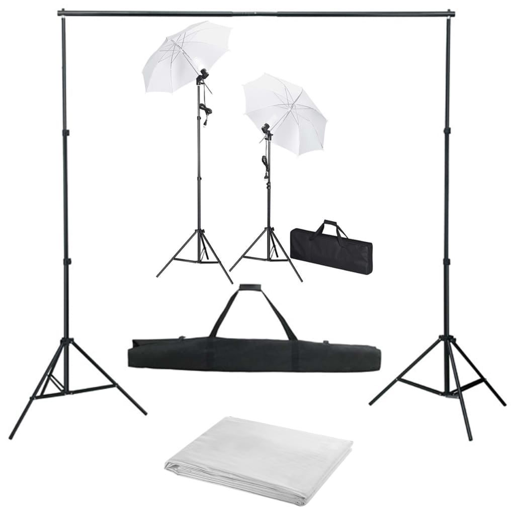 Kit estudio fotográfico con telón de fondo, lámparas y paraguas v7790 Vetonek