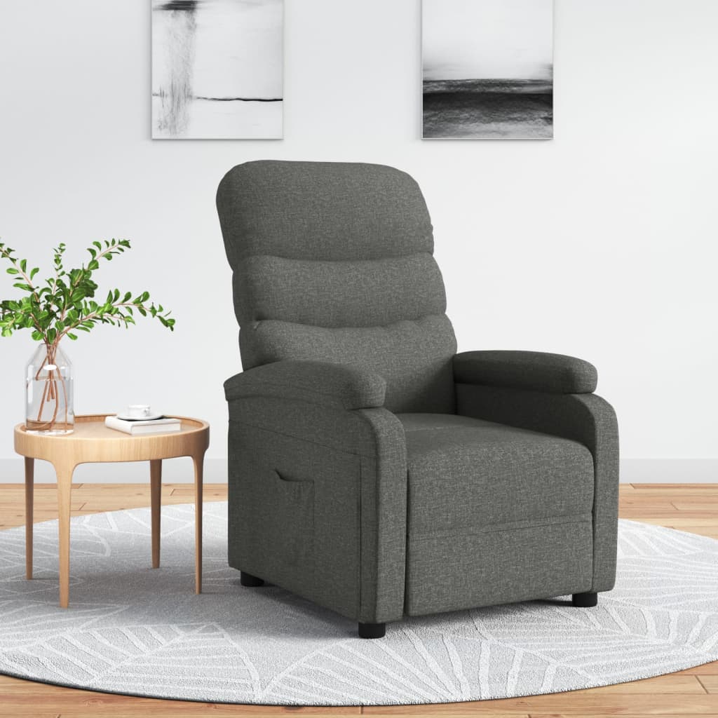 Vetonek Sillón reclinable de tela gris oscuro