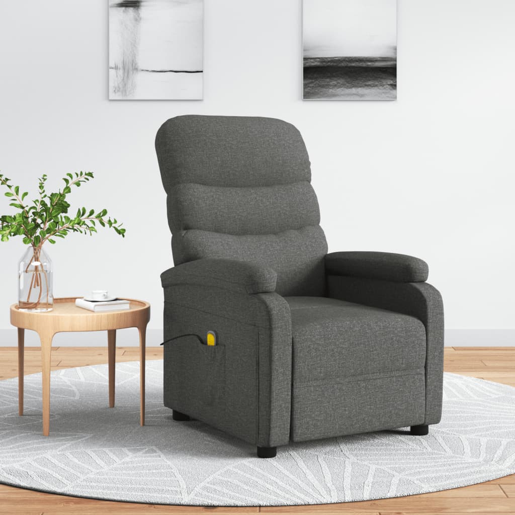 Vetonek Sillón de masaje de tela gris oscuro