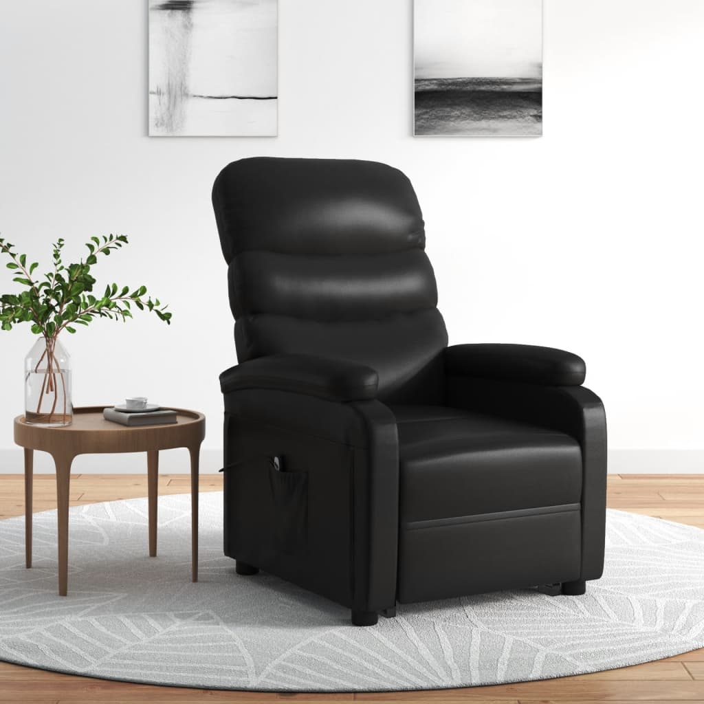 Vetonek Sillón elevable cuero sintético negro