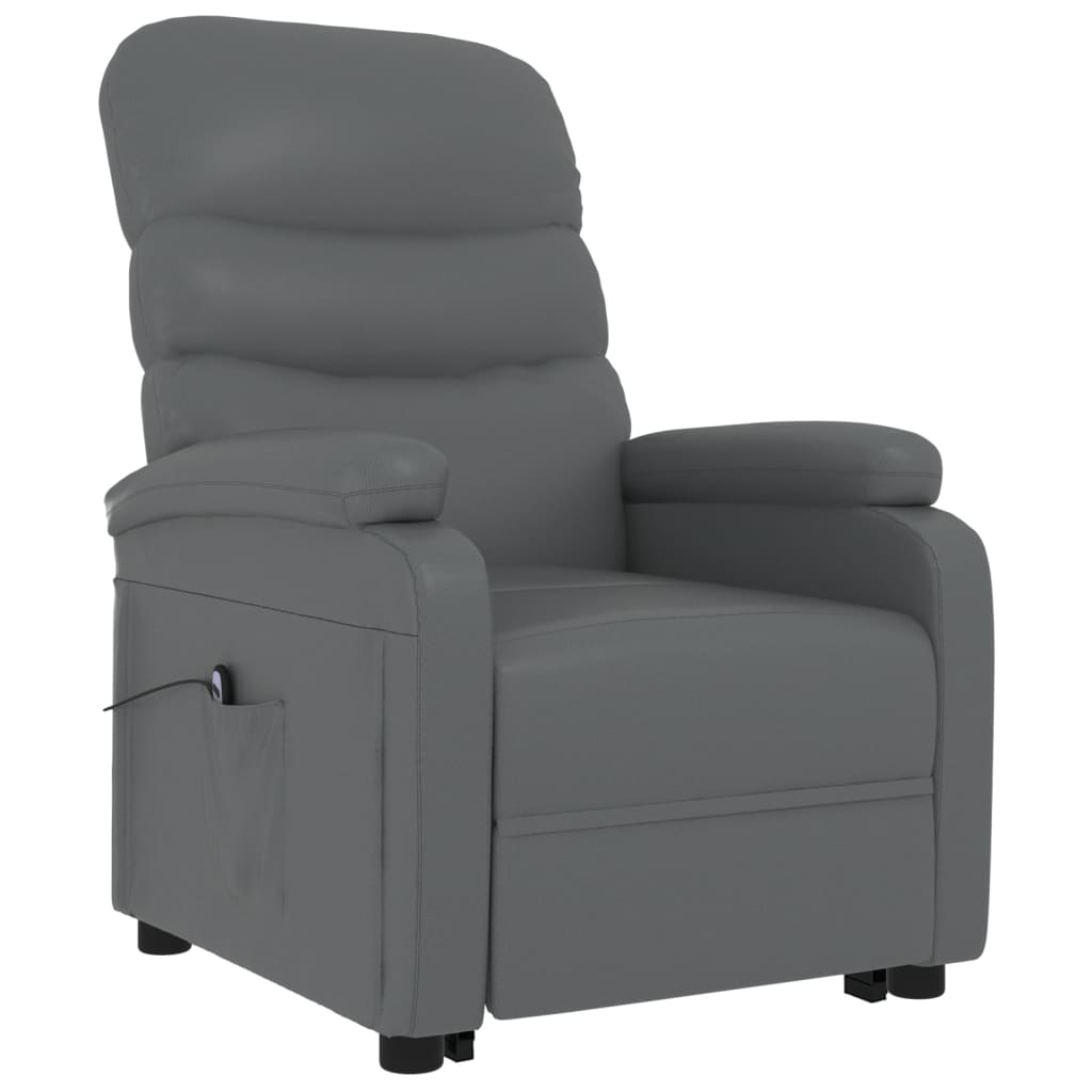 Sillón elevable de cuero sintético gris antracita vidaXL