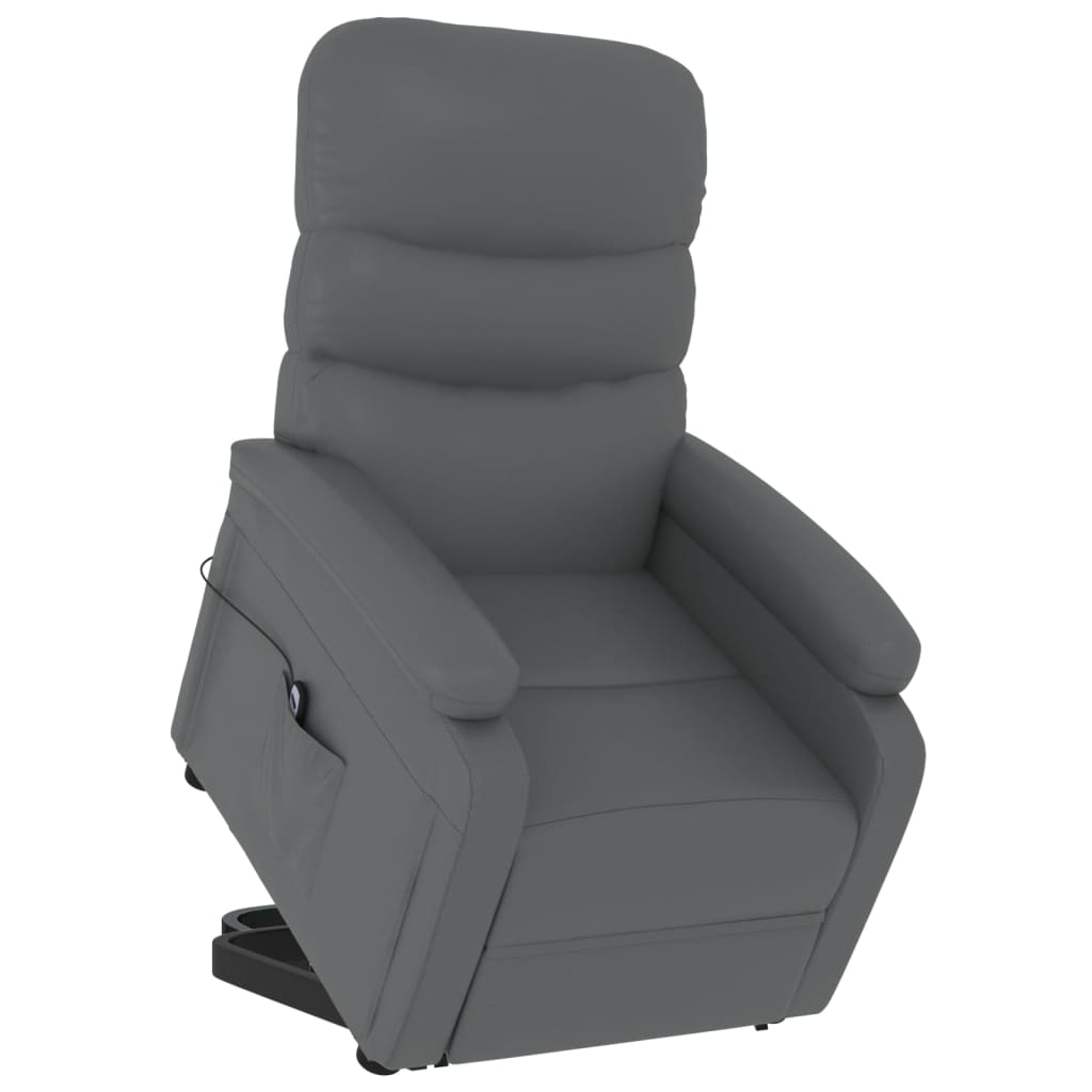 Sillón elevable de cuero sintético gris antracita vidaXL