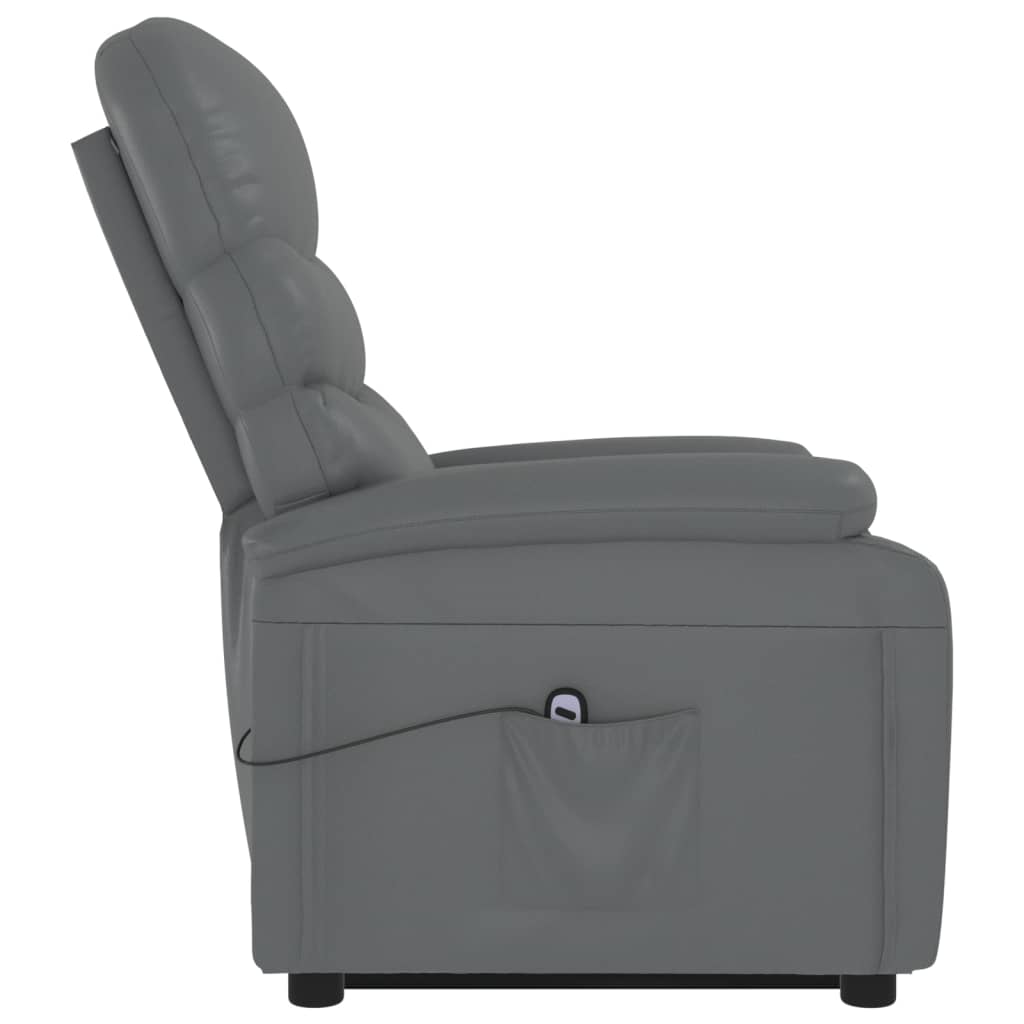 Sillón elevable de cuero sintético gris antracita vidaXL