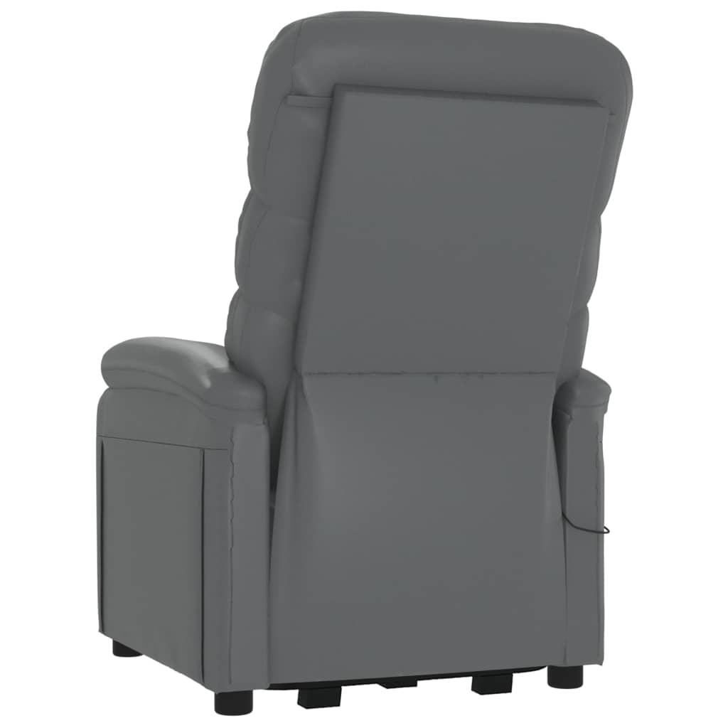 Sillón elevable de cuero sintético gris antracita vidaXL