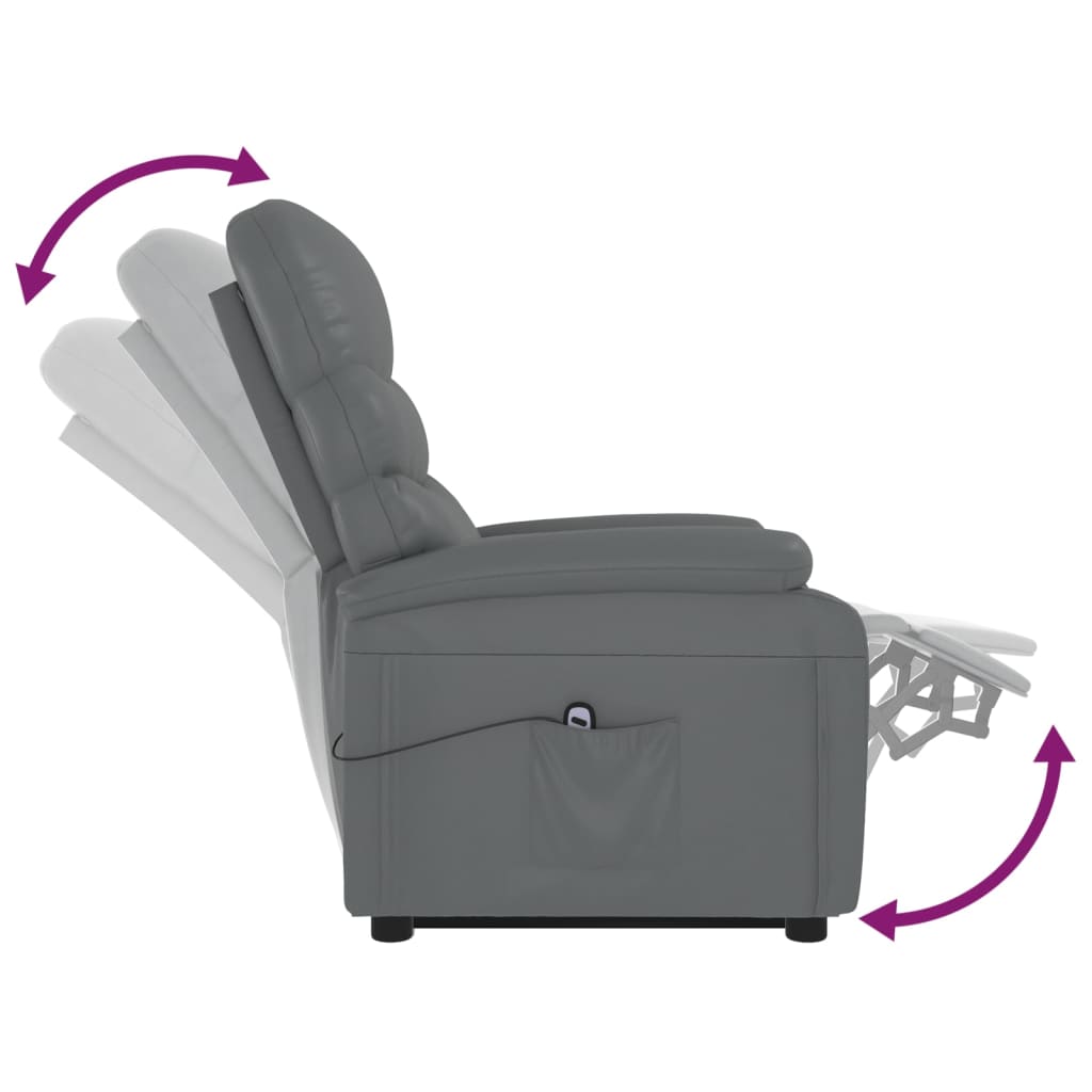 Sillón elevable de cuero sintético gris antracita vidaXL