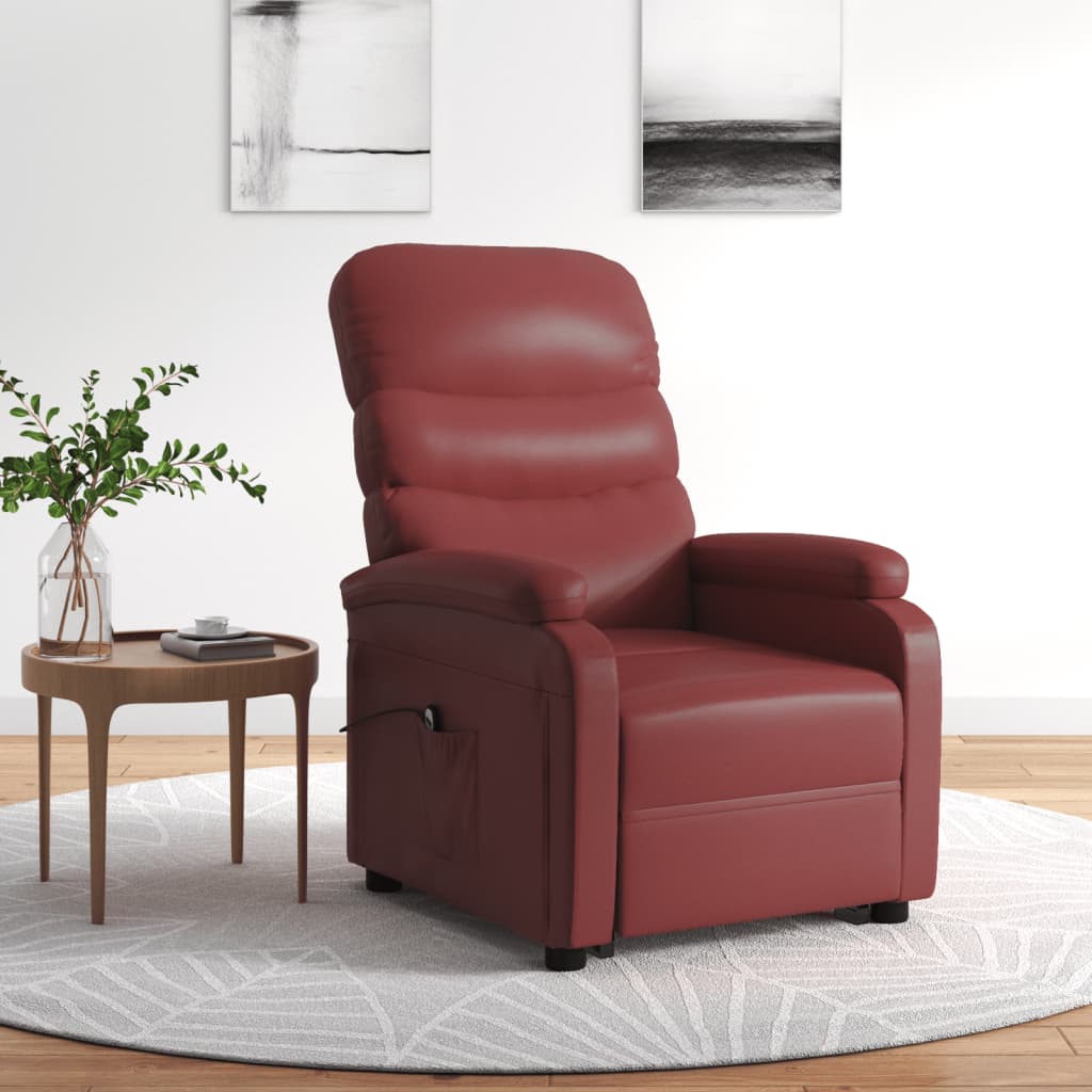 Vetonek Sillón elevable cuero sintético rojo tinto