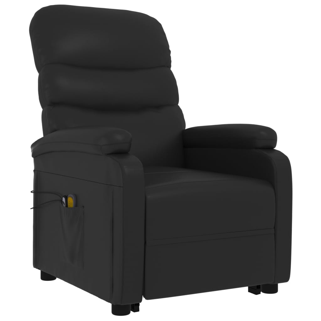 Black synthetic leather massage armchair