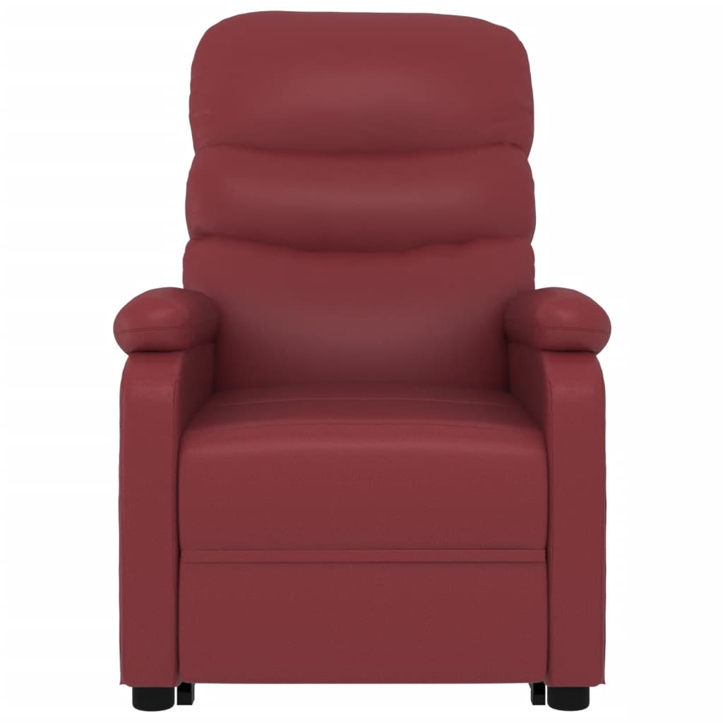 Sillón de masaje elevable cuero sintético rojo tinto vidaXL