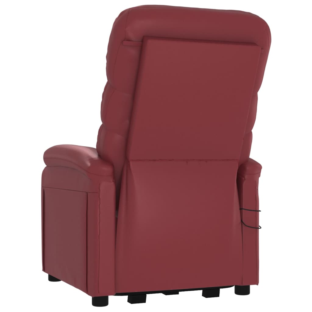 Sillón de masaje elevable cuero sintético rojo tinto vidaXL