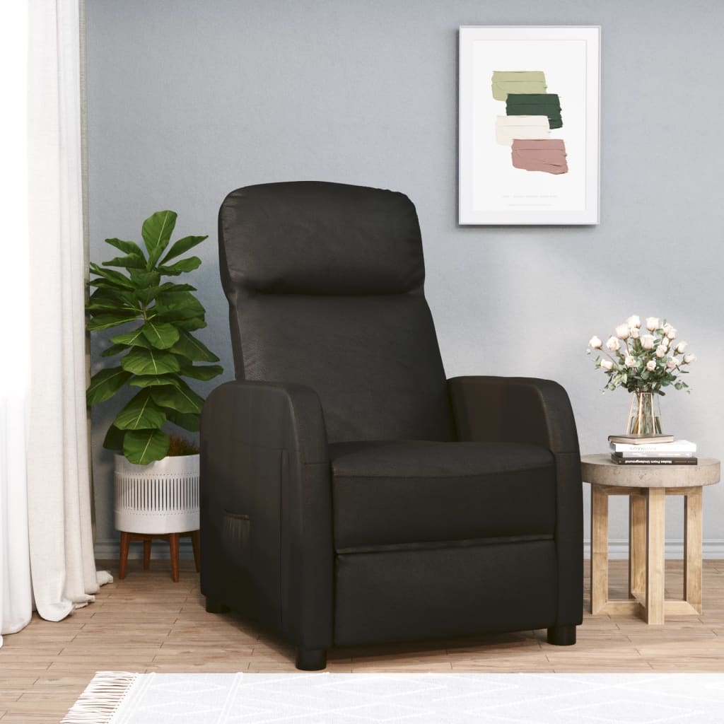 Vetonek Sillón reclinable de cuero sintético negro