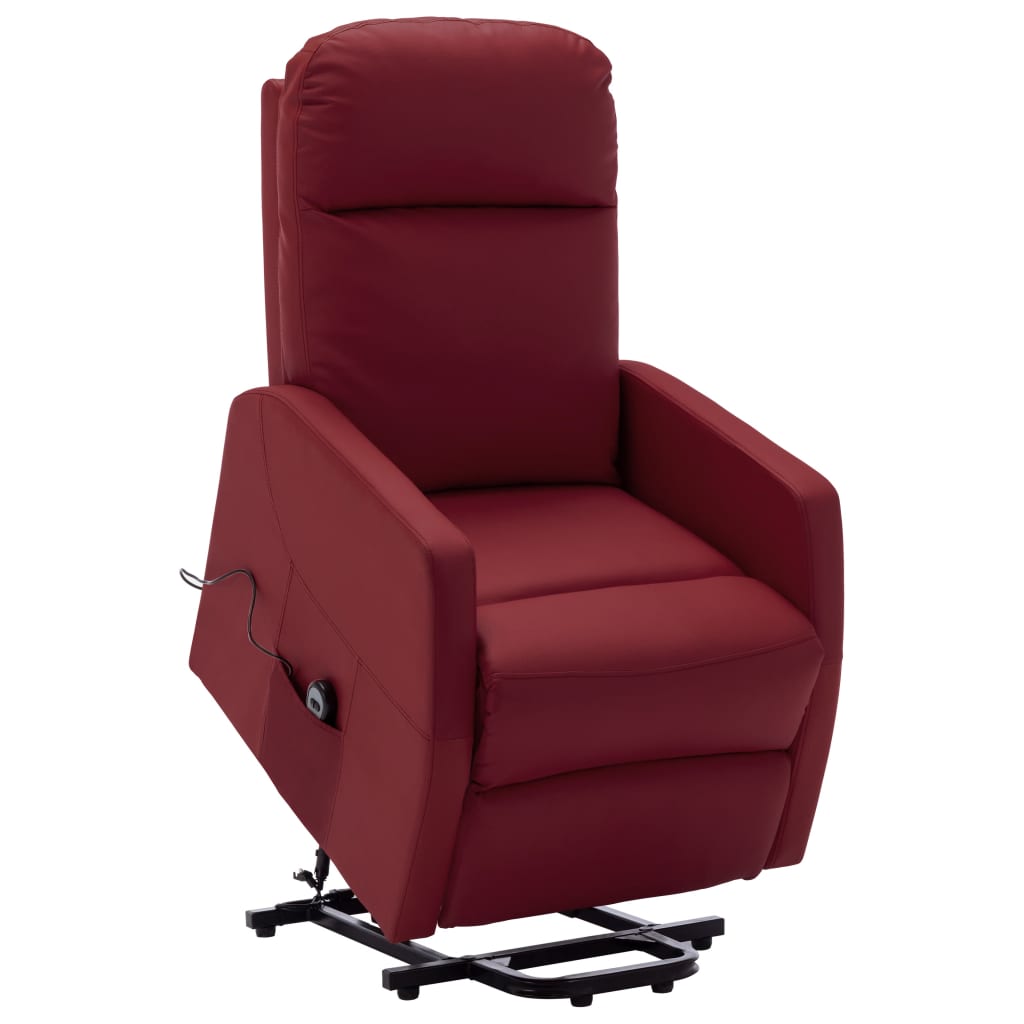 Vetonek Sillón elevable cuero sintético rojo tinto