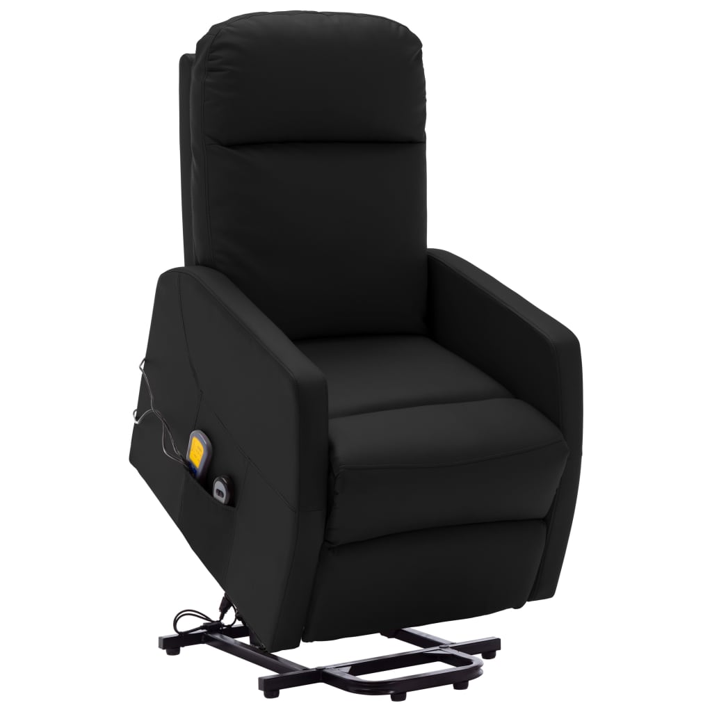 Vetonek Sillón de masaje elevable cuero sintético negro