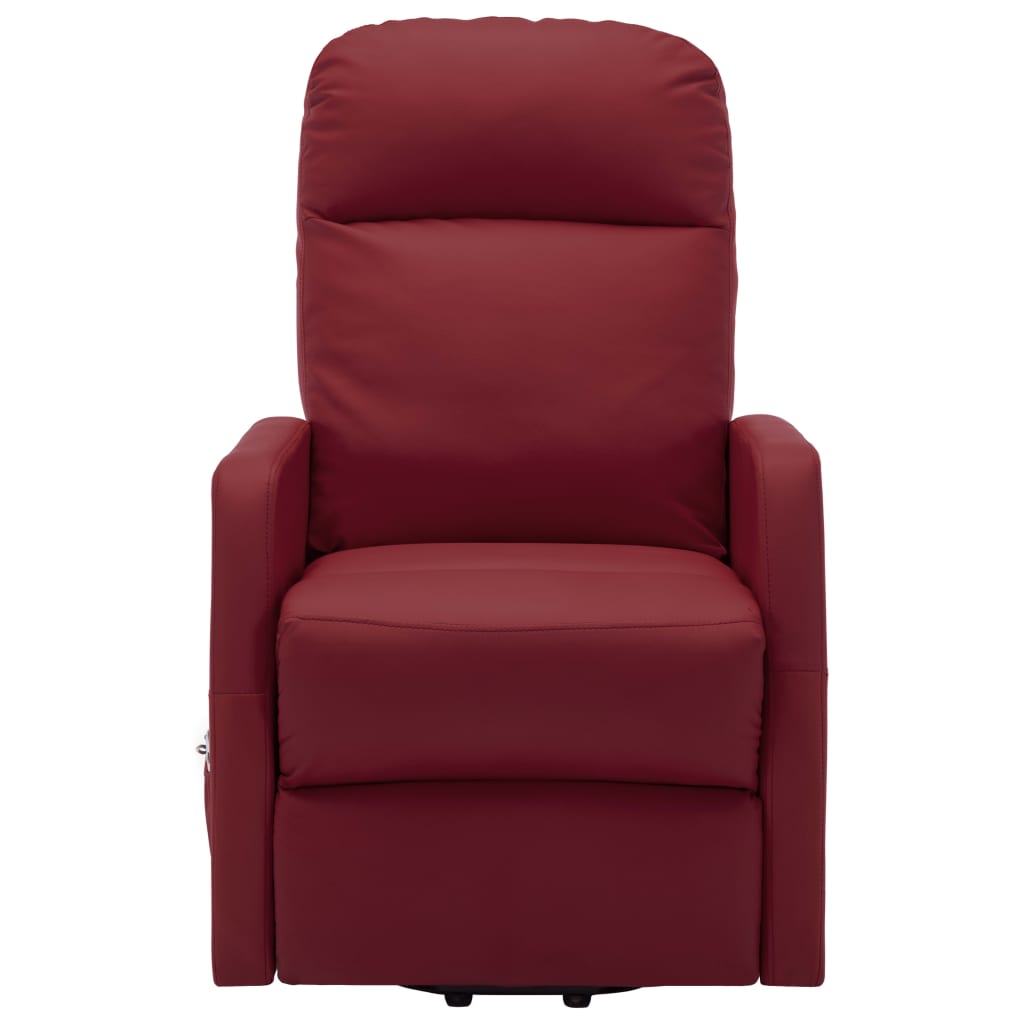 Sillón de masaje elevable cuero sintético rojo tinto vidaXL