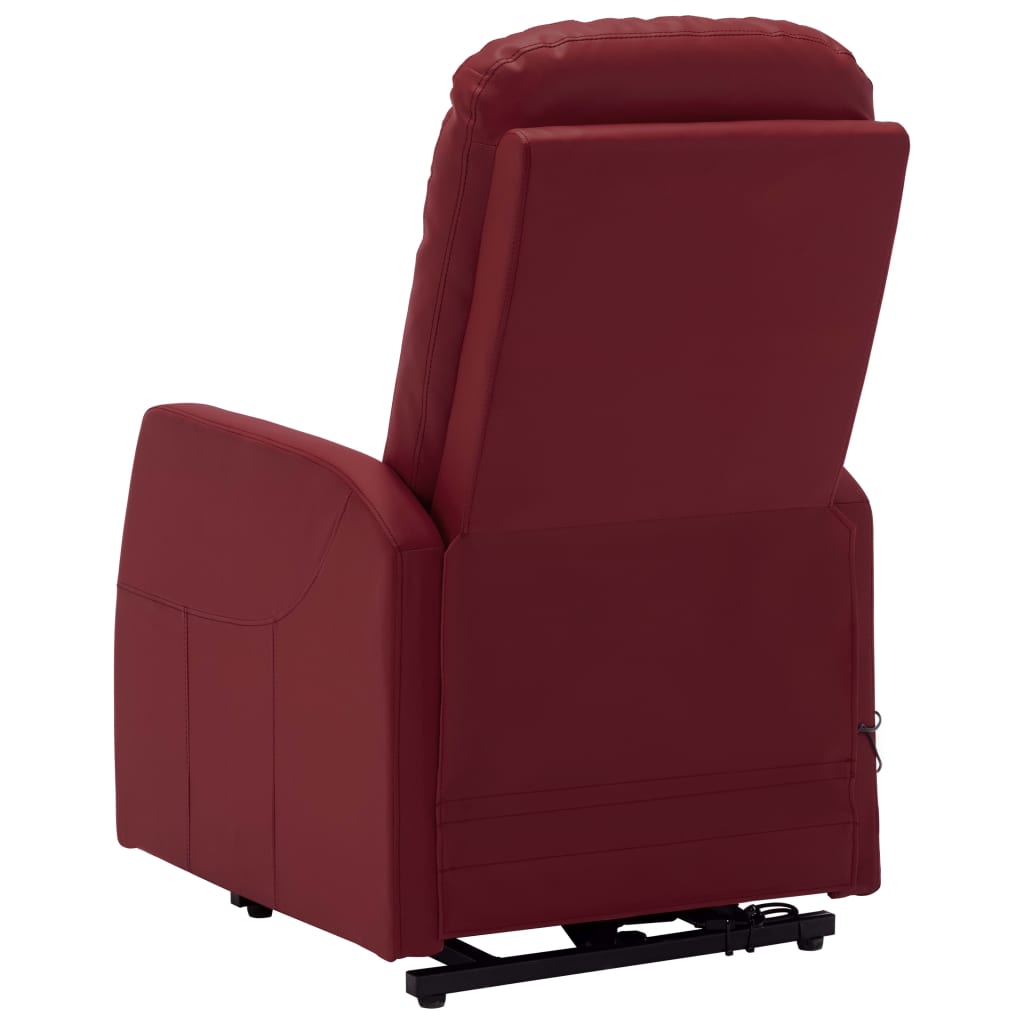 Sillón de masaje elevable cuero sintético rojo tinto vidaXL