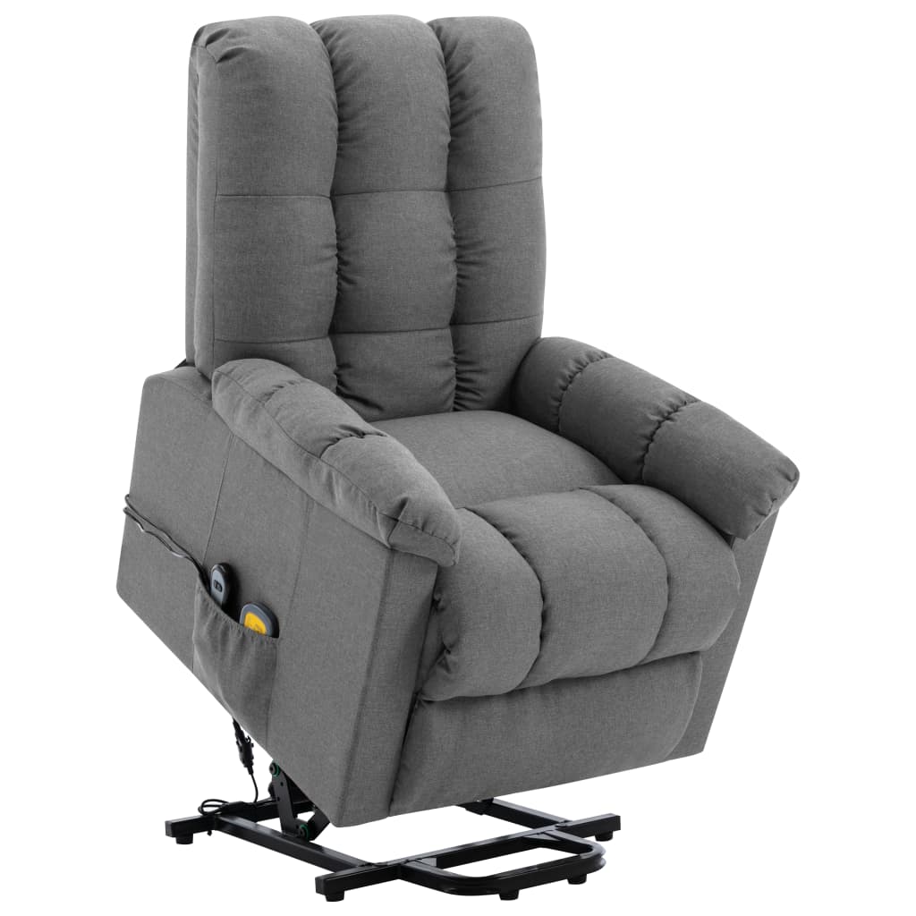 Vetonek Sillón de masaje elevable tela gris claro