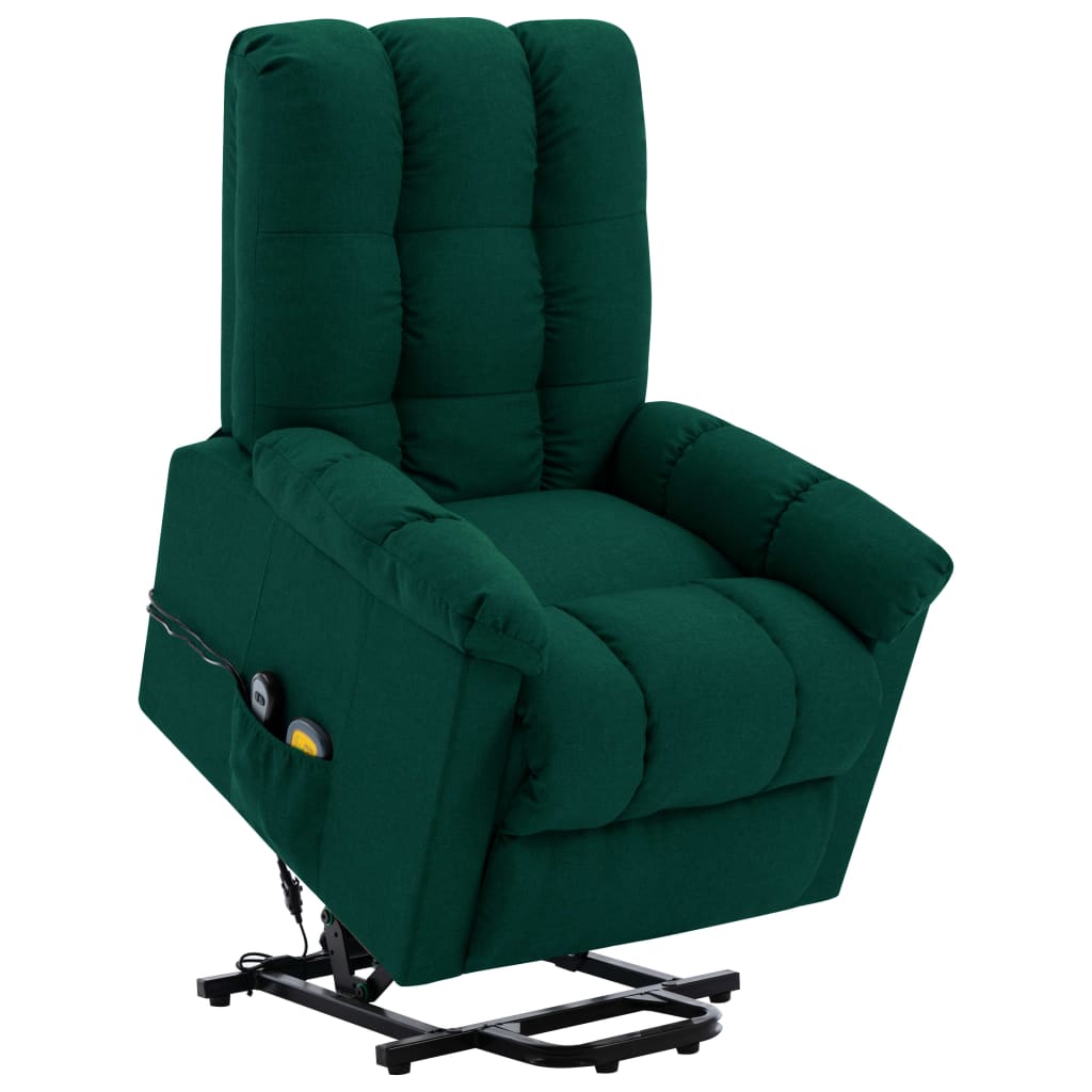 Vetonek Sillón de masaje elevable tela verde oscuro