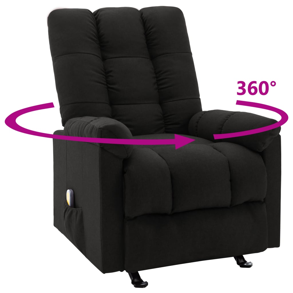 Sillón de masaje reclinable de tela negro vidaXL