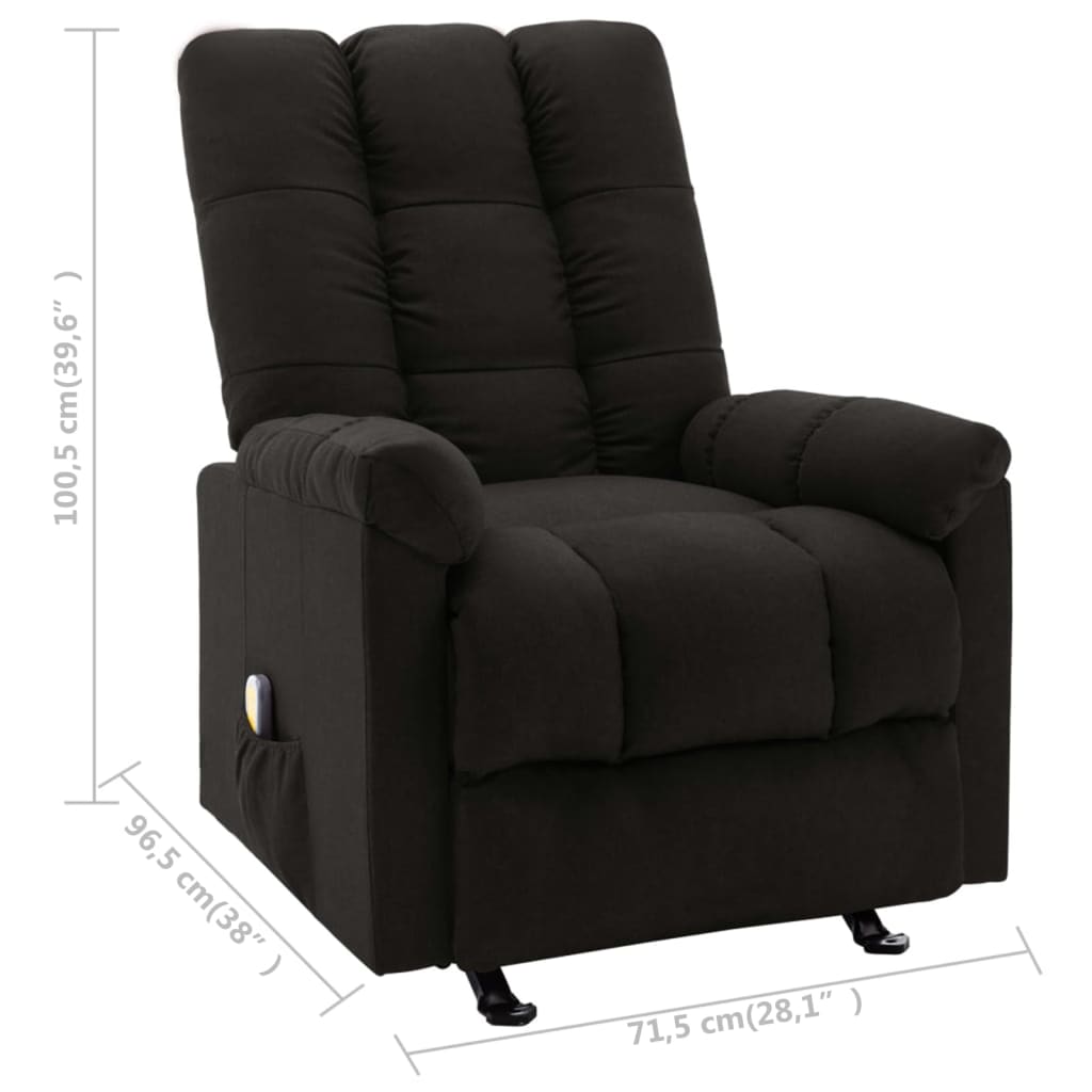 Sillón de masaje reclinable de tela negro vidaXL