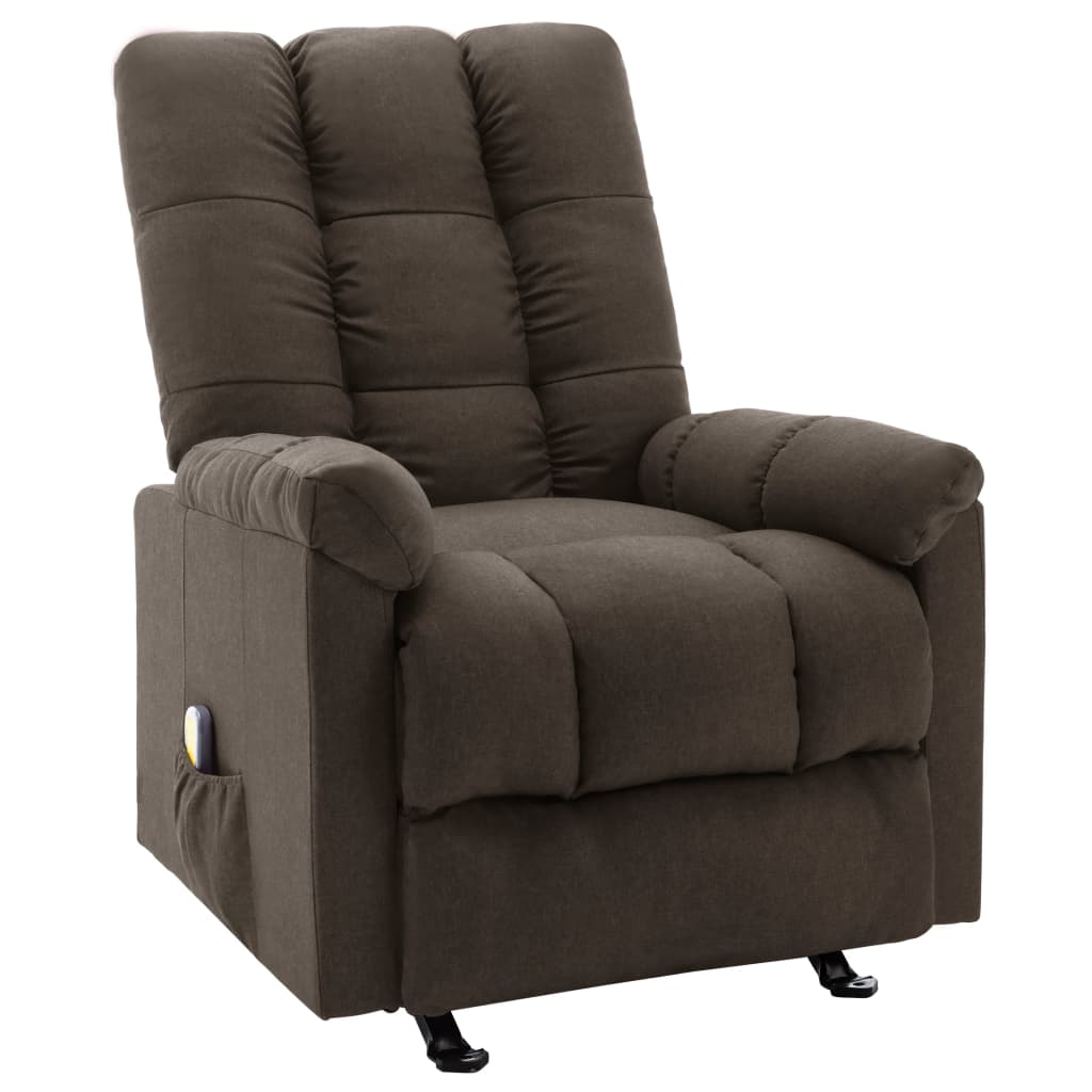 Vetonek Sillón de masaje reclinable de tela marrón oscuro