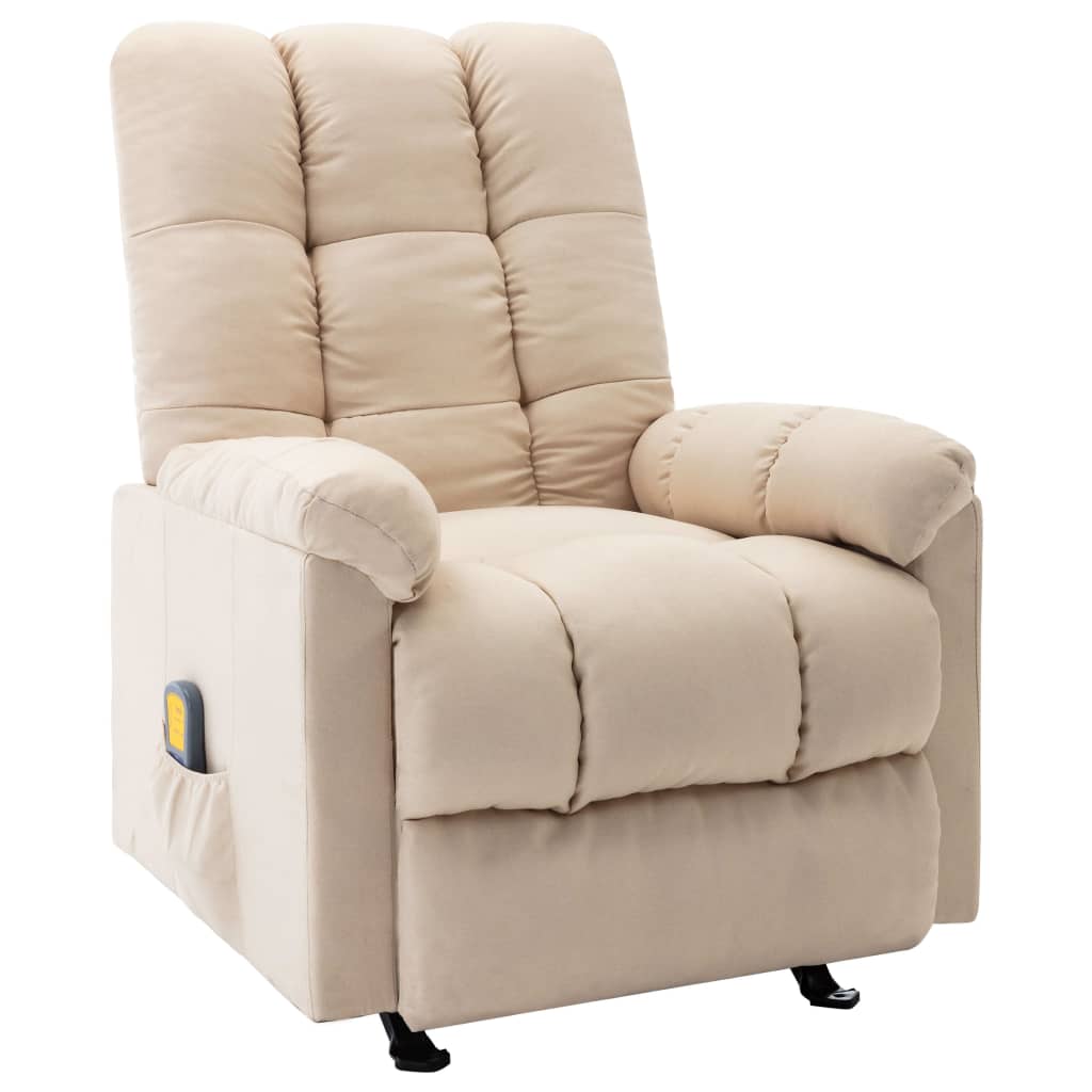 Vetonek Sillón de masaje reclinable de tela crema