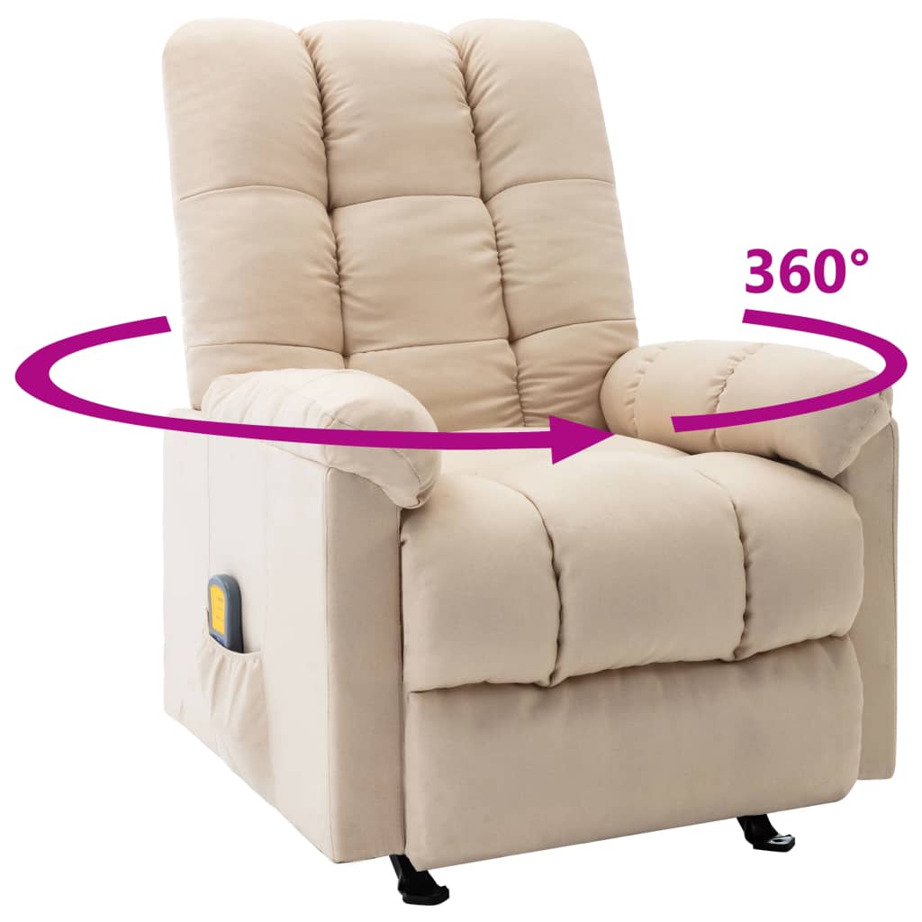 Sillón de masaje reclinable de tela crema vidaXL