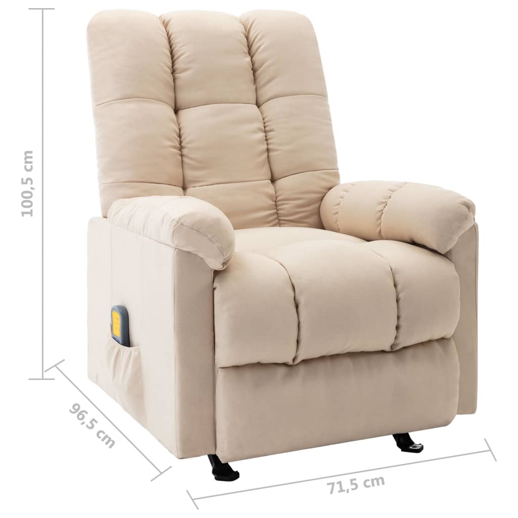 Sillón de masaje reclinable de tela crema vidaXL