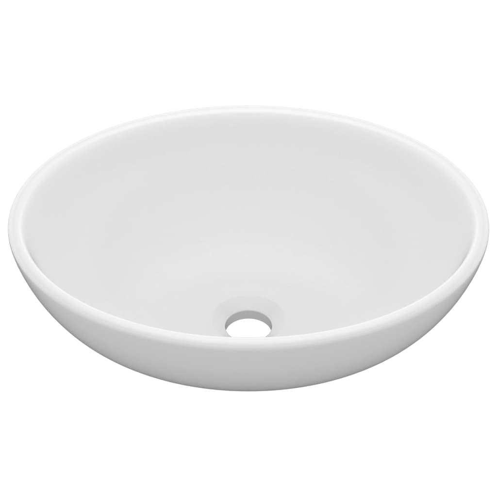 Lavabo de lujo ovalado cerámica blanco mate 40x33 cm