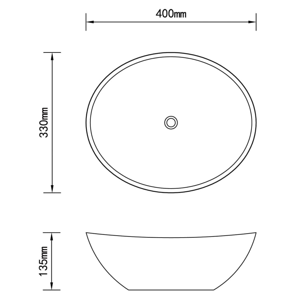 Pia de luxo oval de cerâmica fosco branco 40x33 cm