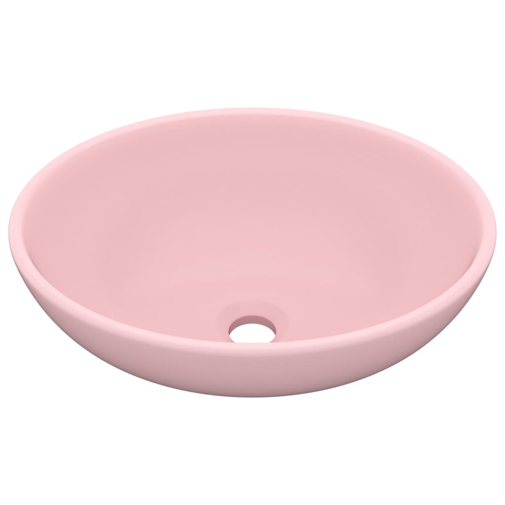 Lavabo de lujo ovalado cerámica rosa mate 40x33 cm