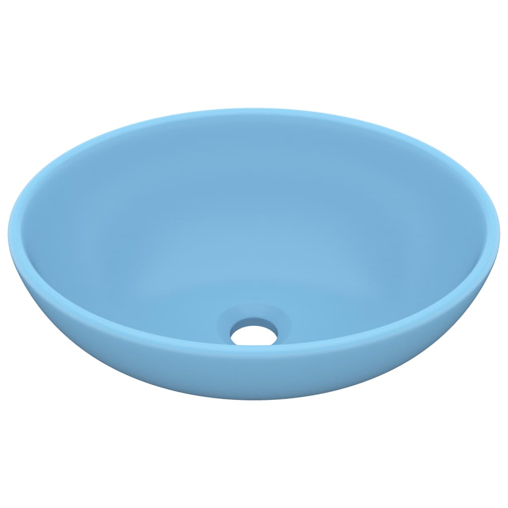 Lavabo de lujo ovalado cerámica azul claro mate 40x33 cm