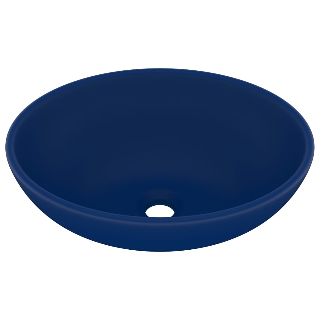 Lavabo de lujo ovalado cerámica azul oscuro mate 40x33 cm