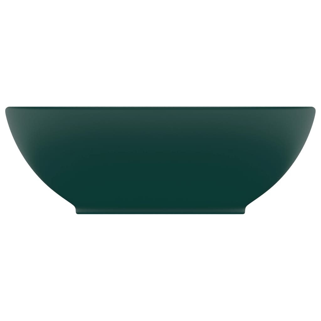 Lavabo de lujo ovalado cerámica verde oscuro mate 40x33 cm