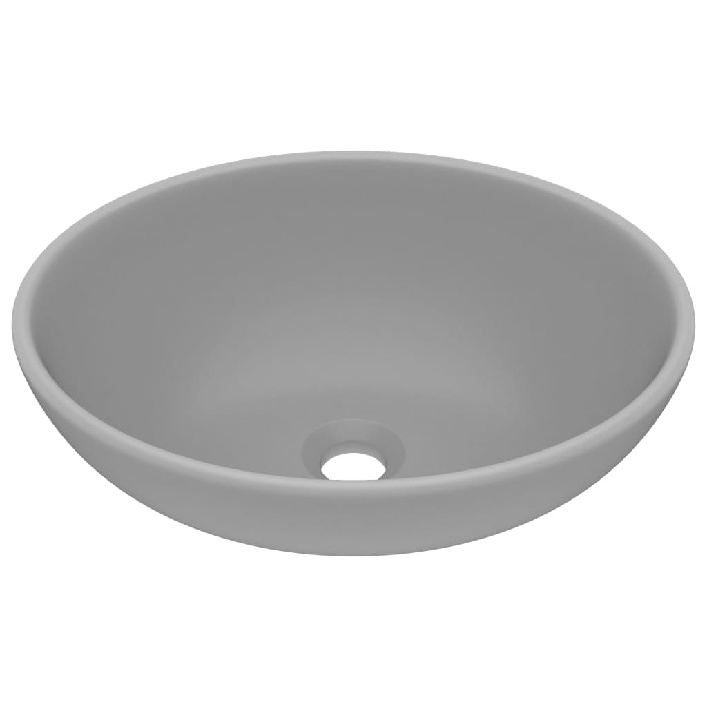 Lavabo de lujo ovalado cerámica gris claro mate 40x33 cm