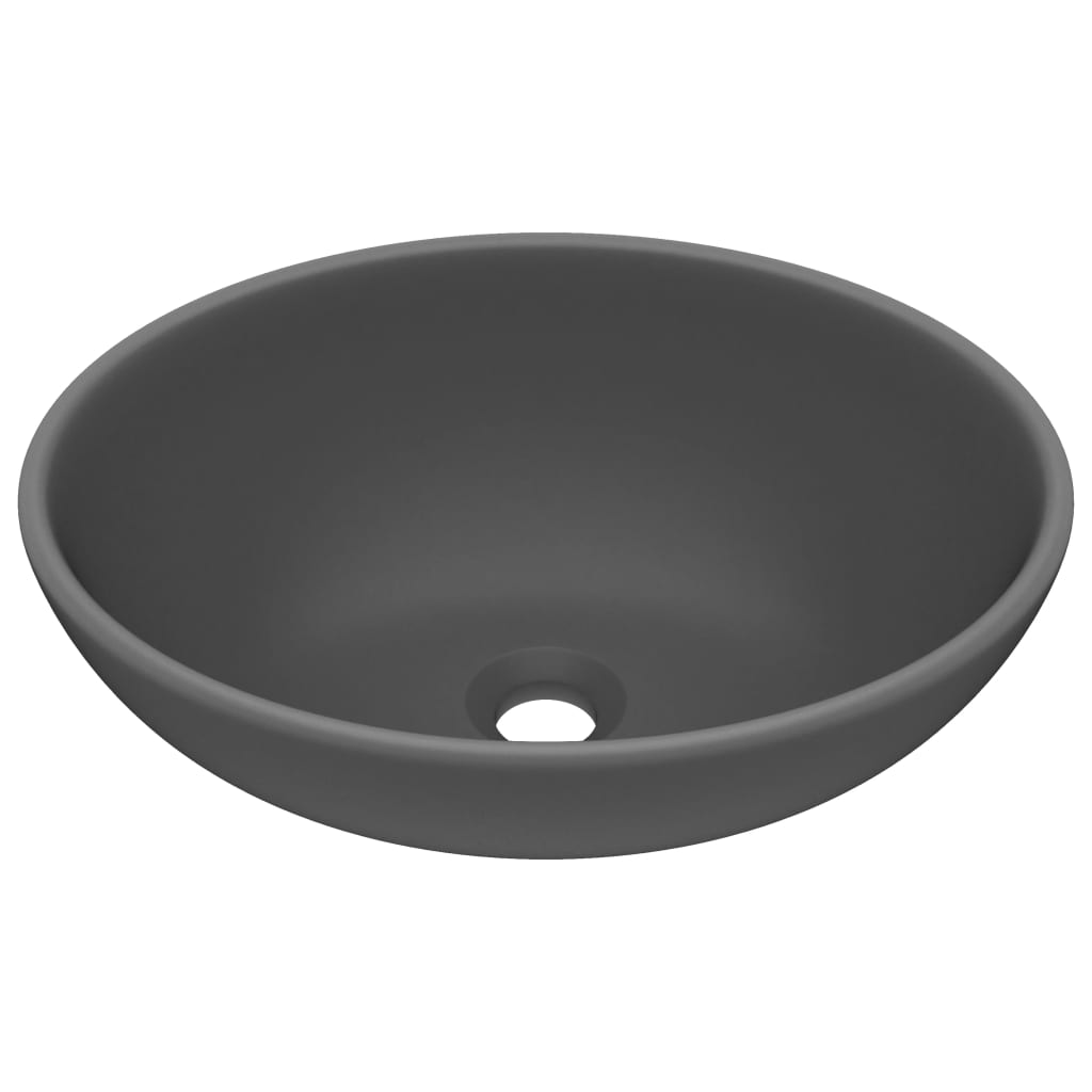 Lavabo de lujo ovalado cerámica gris oscuro mate 40x33 cm