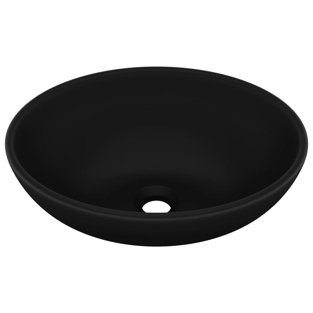 Lavabo de lujo ovalado cerámica negro mate 40x33 cm