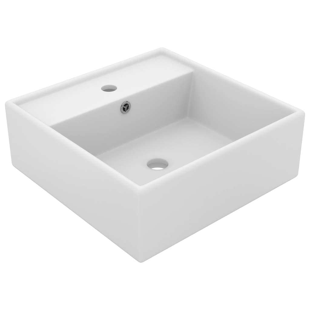 Vetonek Lavabo cuadrado rebosadero cerámica blanco mate 41x41 cm