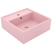 Lavabo lujoso cuadrado rebosadero cerámica rosa mate 41x41 cm v6495 Vetonek