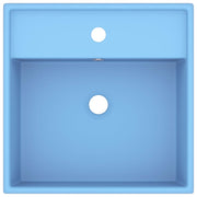 Lavabo cuadrado rebosadero cerámica azul claro mate 41x41 cm v6501 - Vetonek