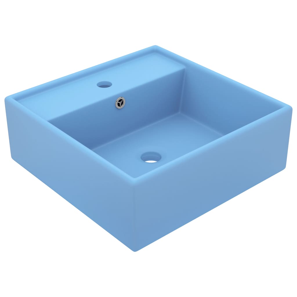 Vetonek Lavabo cuadrado rebosadero cerámica azul claro mate 41x41 cm