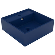 Lavabo cuadrado rebosadero cerámica azul oscuro mate 41x41cm v6518 Vetonek