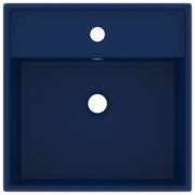 Lavabo cuadrado rebosadero cerámica azul oscuro mate 41x41cm v6518 - Vetonek