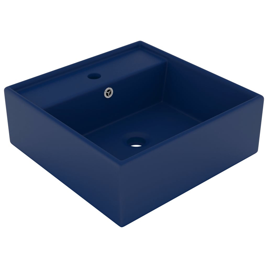 Vetonek Lavabo cuadrado rebosadero cerámica azul oscuro mate 41x41cm