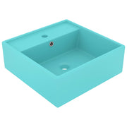 Lavabo cuadrado rebosadero cerámica verde claro mate 41x41 cm v6525 Vetonek
